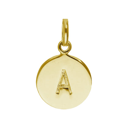 Gold Plated Sterling Silver Engravable Round Letter A-Z Charm