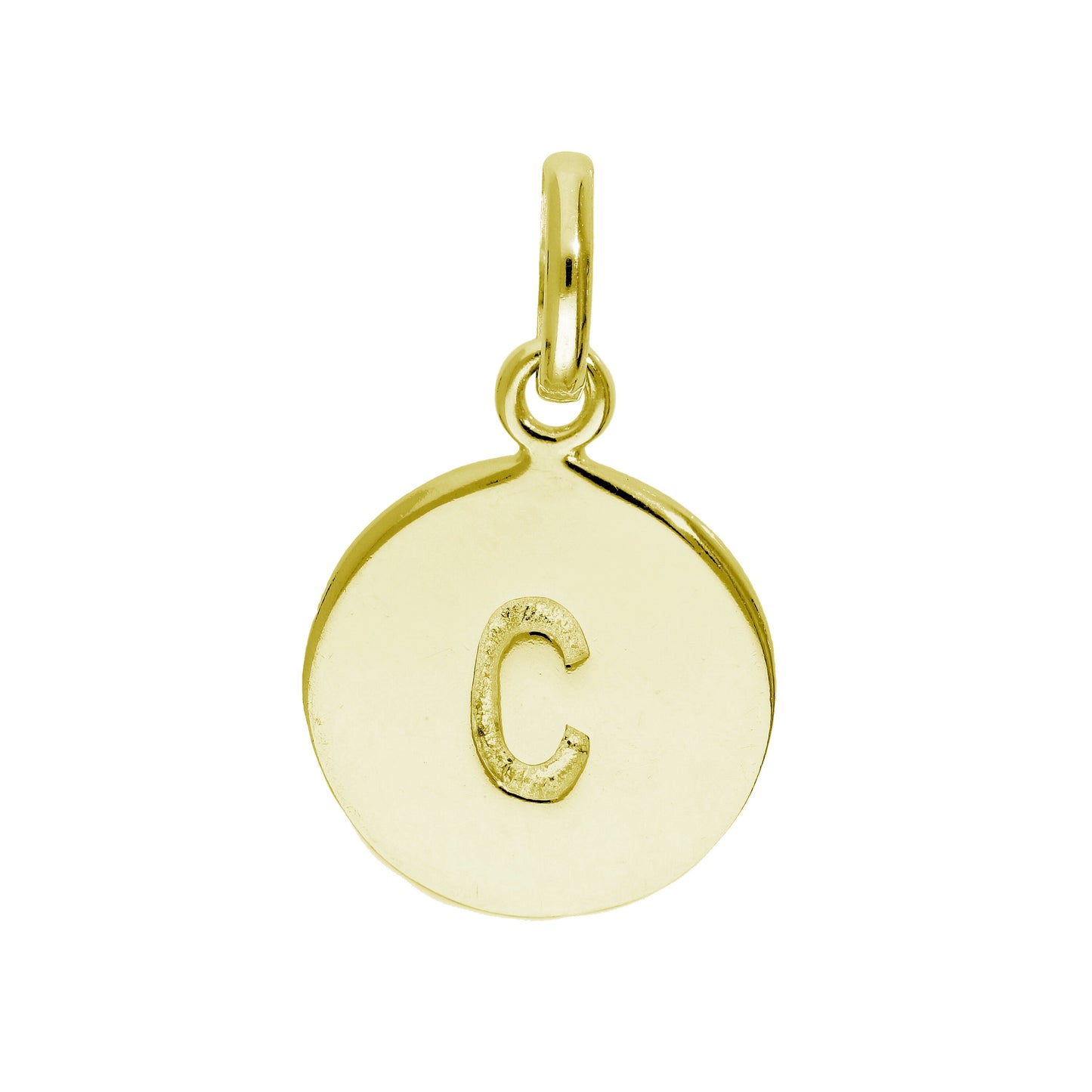 Gold Plated Sterling Silver Engravable Round Letter A-Z Charm