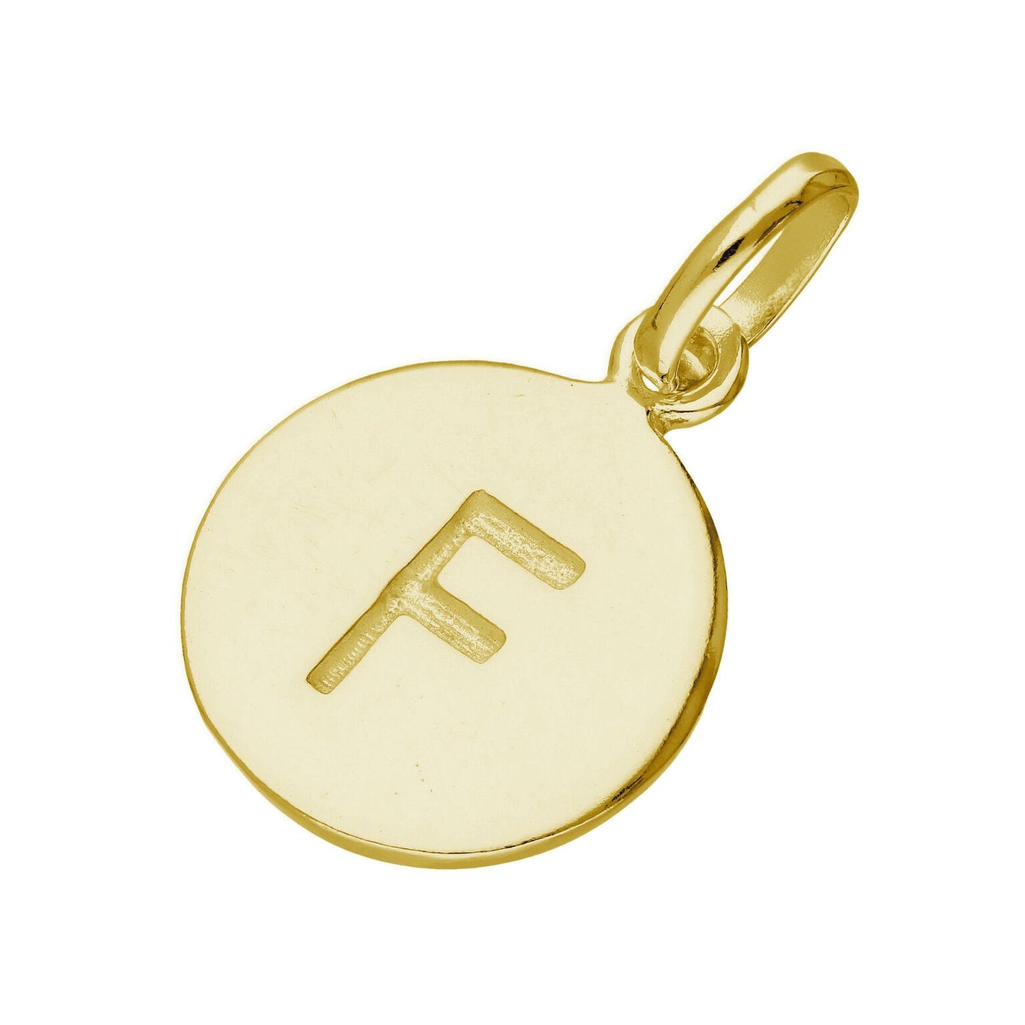 Gold Plated Sterling Silver Engravable Round Letter A-Z Charm