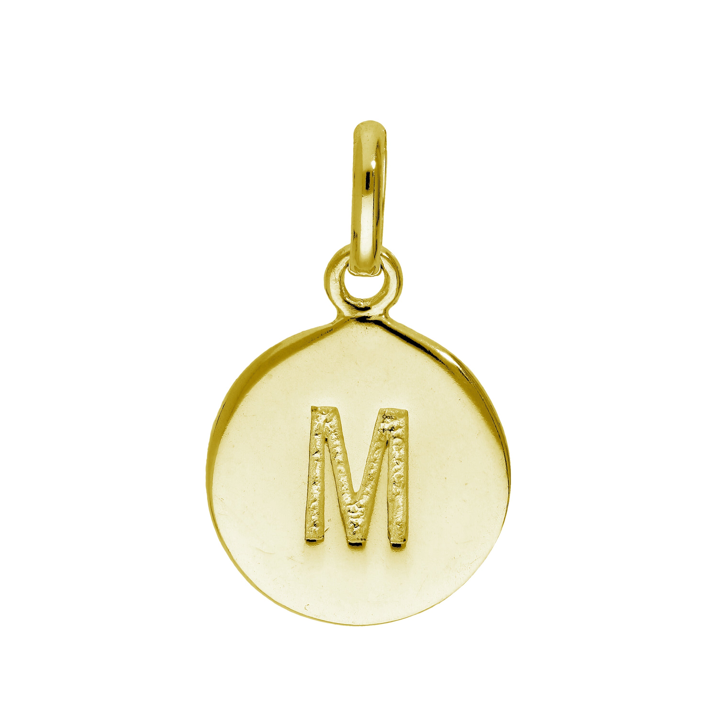 Gold Plated Sterling Silver Engravable Round Letter A-Z Charm