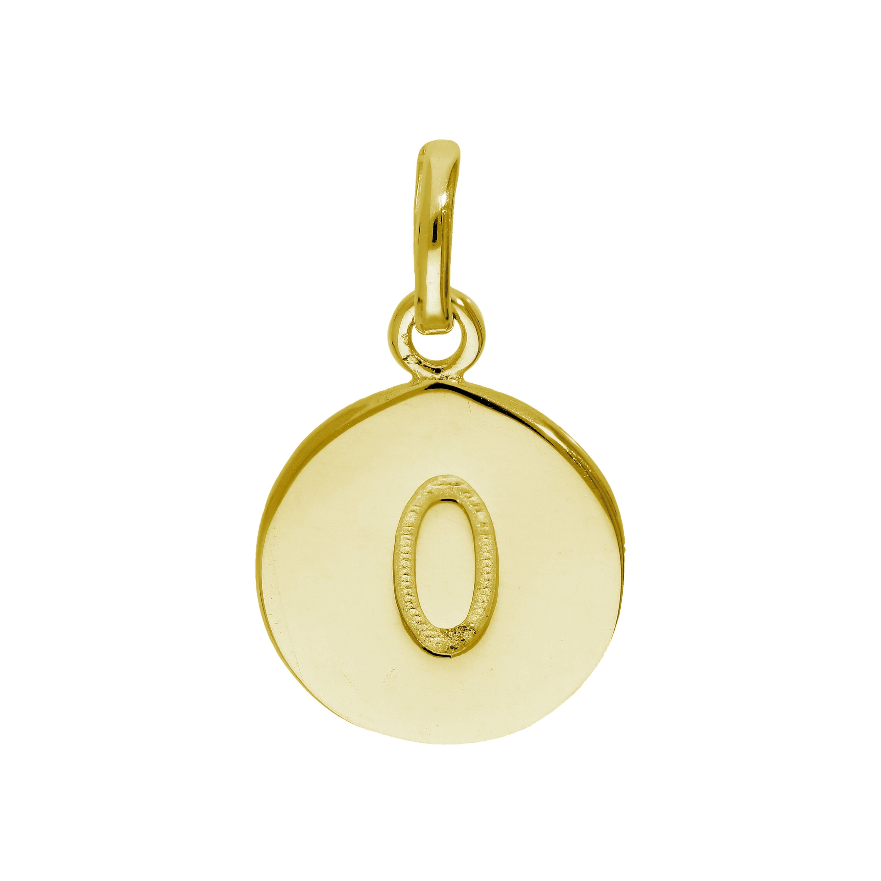 Gold Plated Sterling Silver Engravable Round Letter A-Z Charm