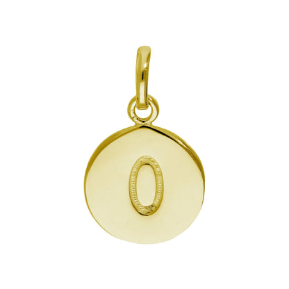 Gold Plated Sterling Silver Engravable Round Letter A-Z Charm