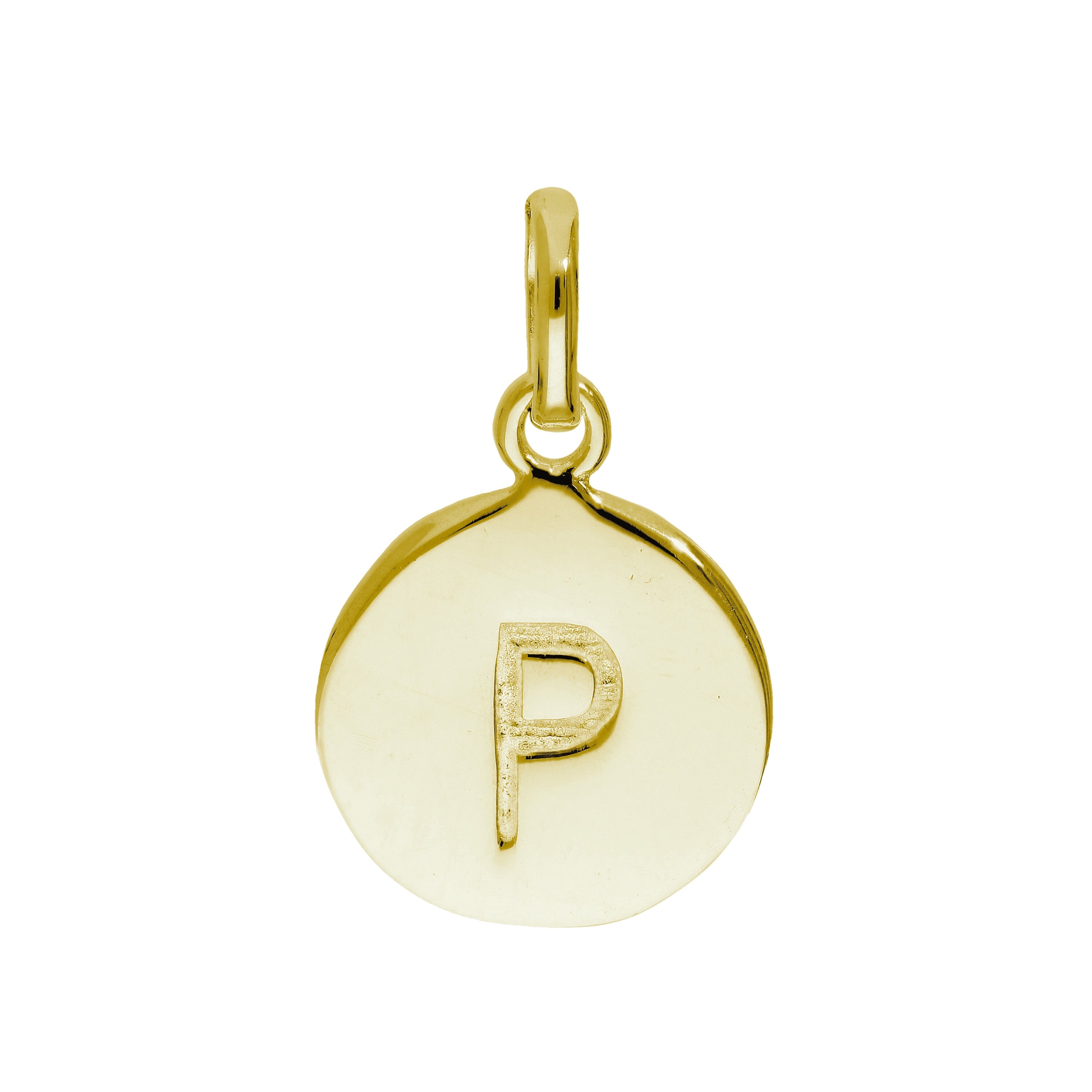 Gold Plated Sterling Silver Engravable Round Letter A-Z Charm