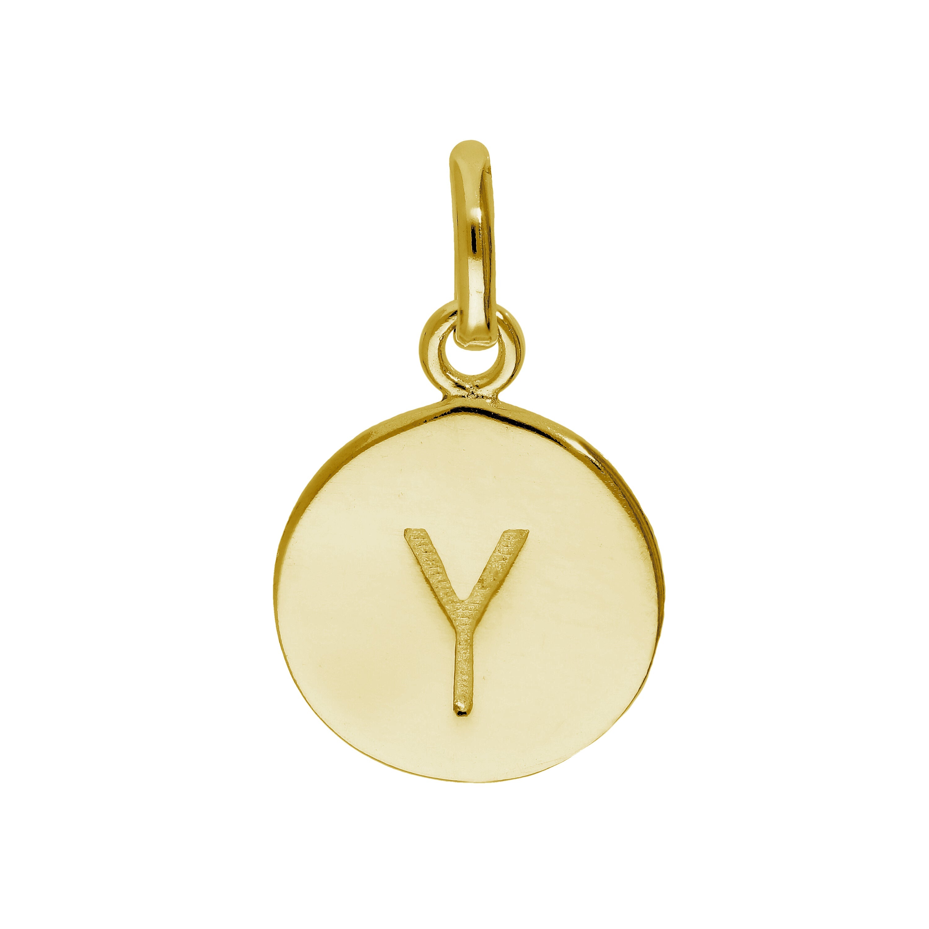 Gold Plated Sterling Silver Engravable Round Letter A-Z Charm