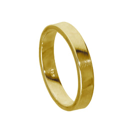 Gold Plated Sterling Silver 4mm Flat Wedding Band Ring Size I - Z