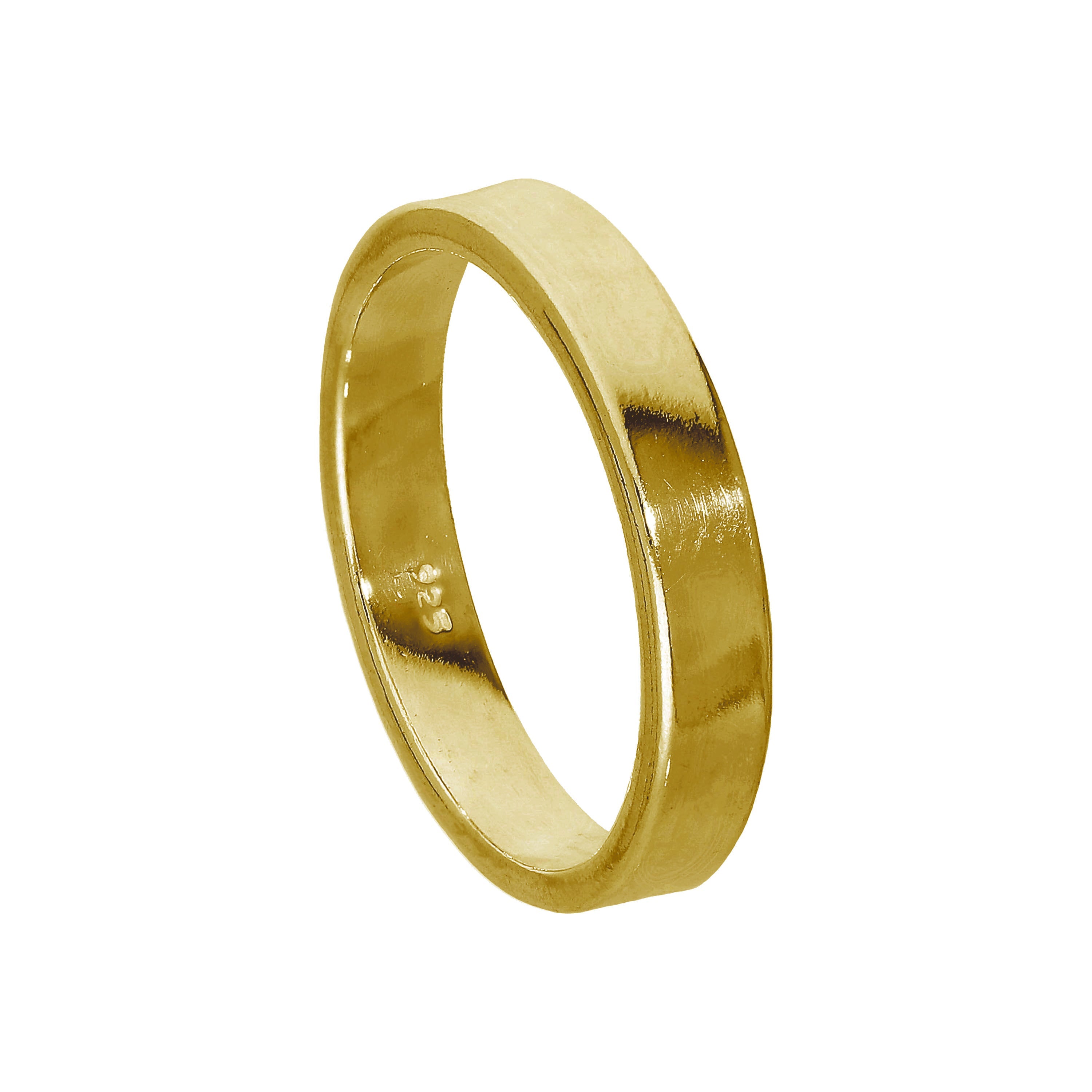 Gold Plated Sterling Silver 4mm Flat Wedding Band Ring Size I - Z