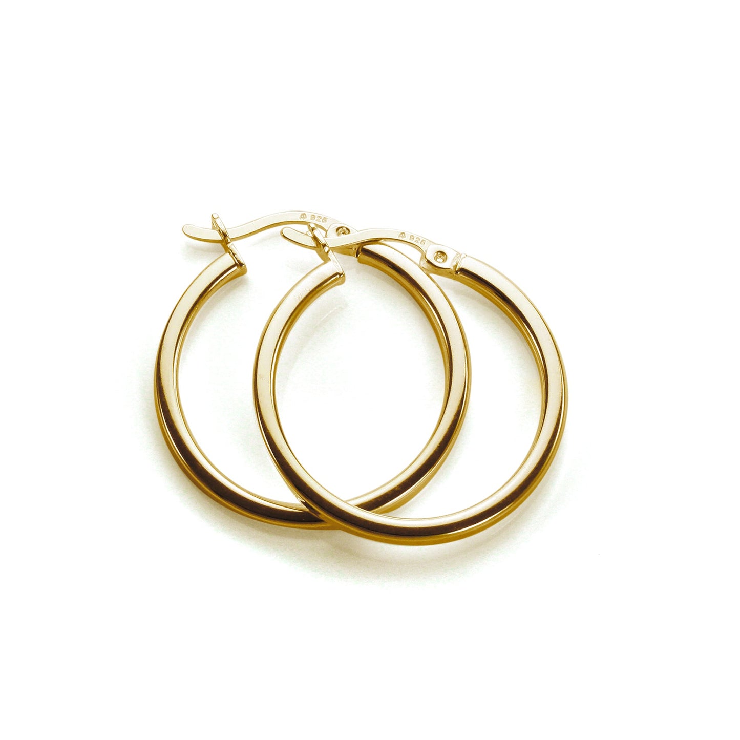 Gold Plated Sterling Silver Square Tube Hoop Earrings 12-40mm