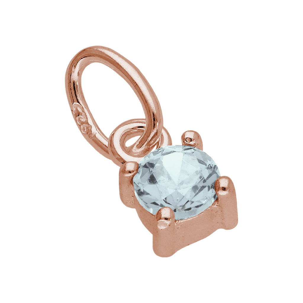 Rose Gold Plated Sterling Silver CZ Birthstone Claw Charms