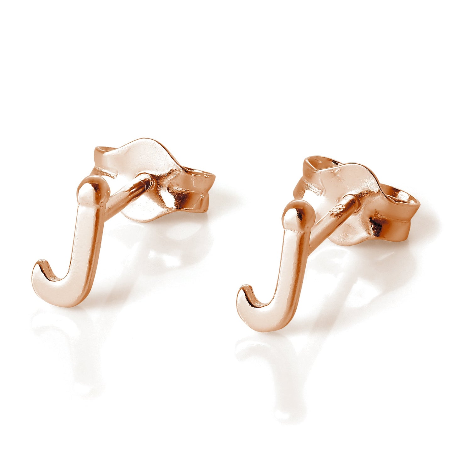 Rose Gold Plated Sterling Silver Alphabet Letters (A- T) Stud Earrings