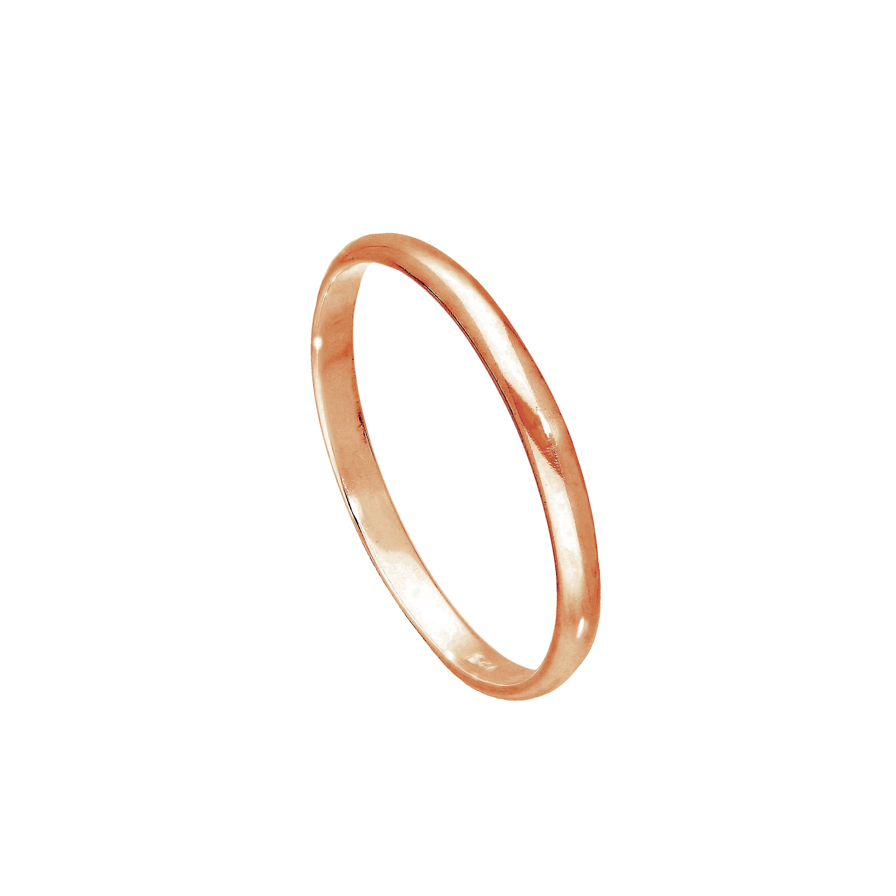Rose Gold Plated Sterling Silver 2mm Wedding Band Ring Sizes E-W