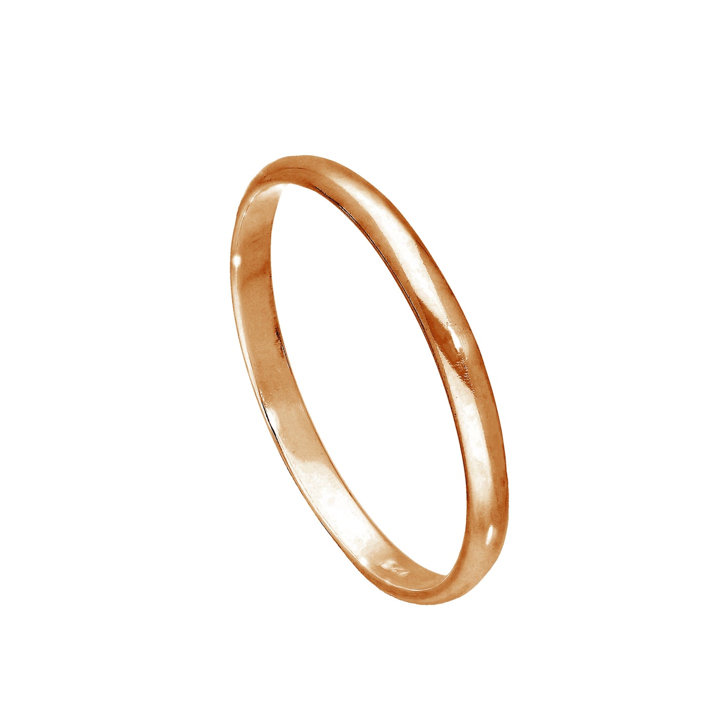 Rose Gold Plated Sterling Silver 2mm Wedding Band Ring Sizes E-W