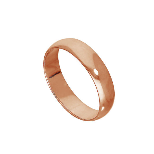 Rose Gold Plated Sterling Silver 5mm D Shaped Wedding Band Ring Size I - Z+5