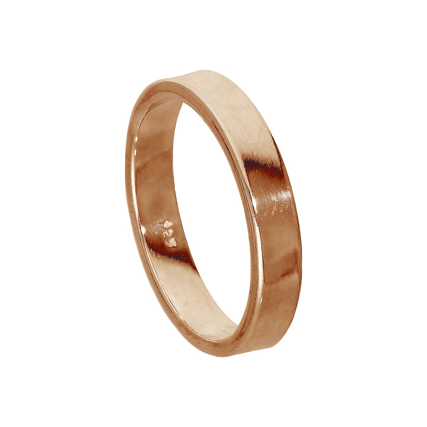 Rose Gold Plated Sterling Silver 4mm Wedding Ring Size I-Z