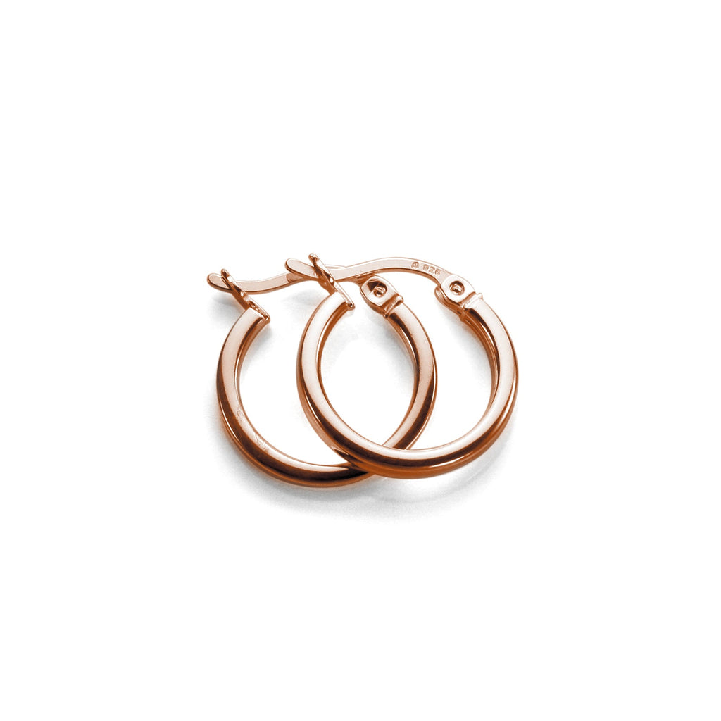 Rose Gold Plated Sterling Silver 12-40mm Square Tube Hoop Earrings