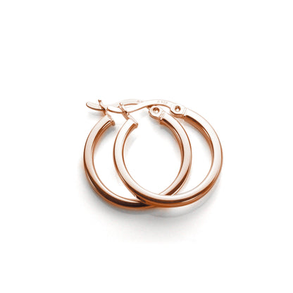 Rose Gold Plated Sterling Silver 12-40mm Square Tube Hoop Earrings