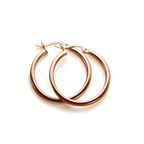 Rose Gold Plated Sterling Silver 12-40mm Square Tube Hoop Earrings