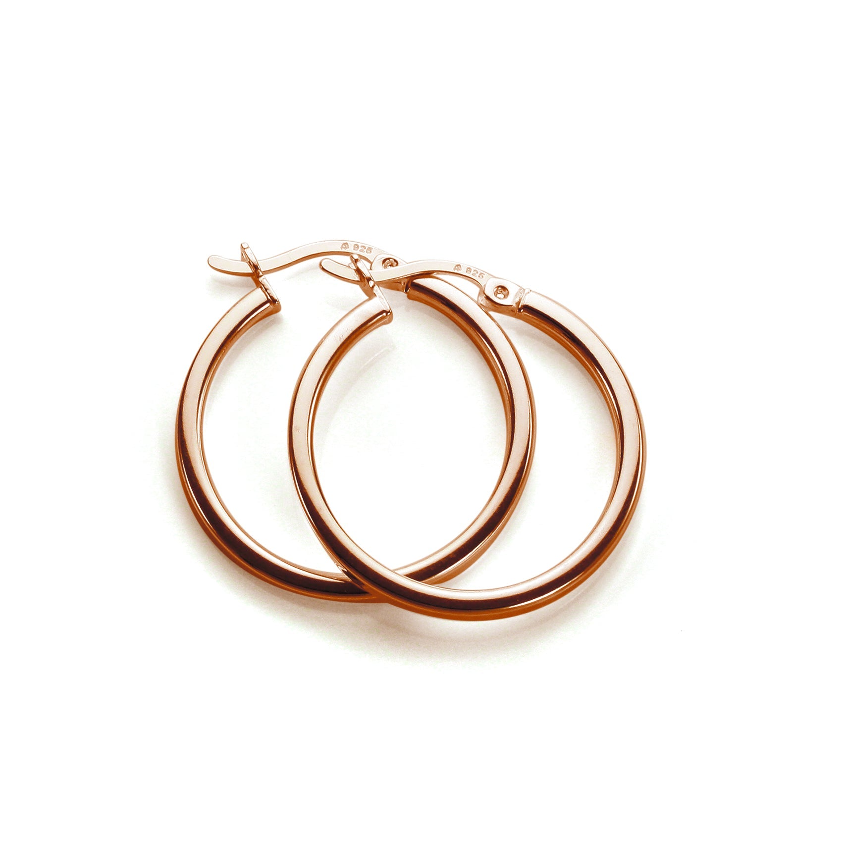 Rose Gold Plated Sterling Silver 12-40mm Square Tube Hoop Earrings
