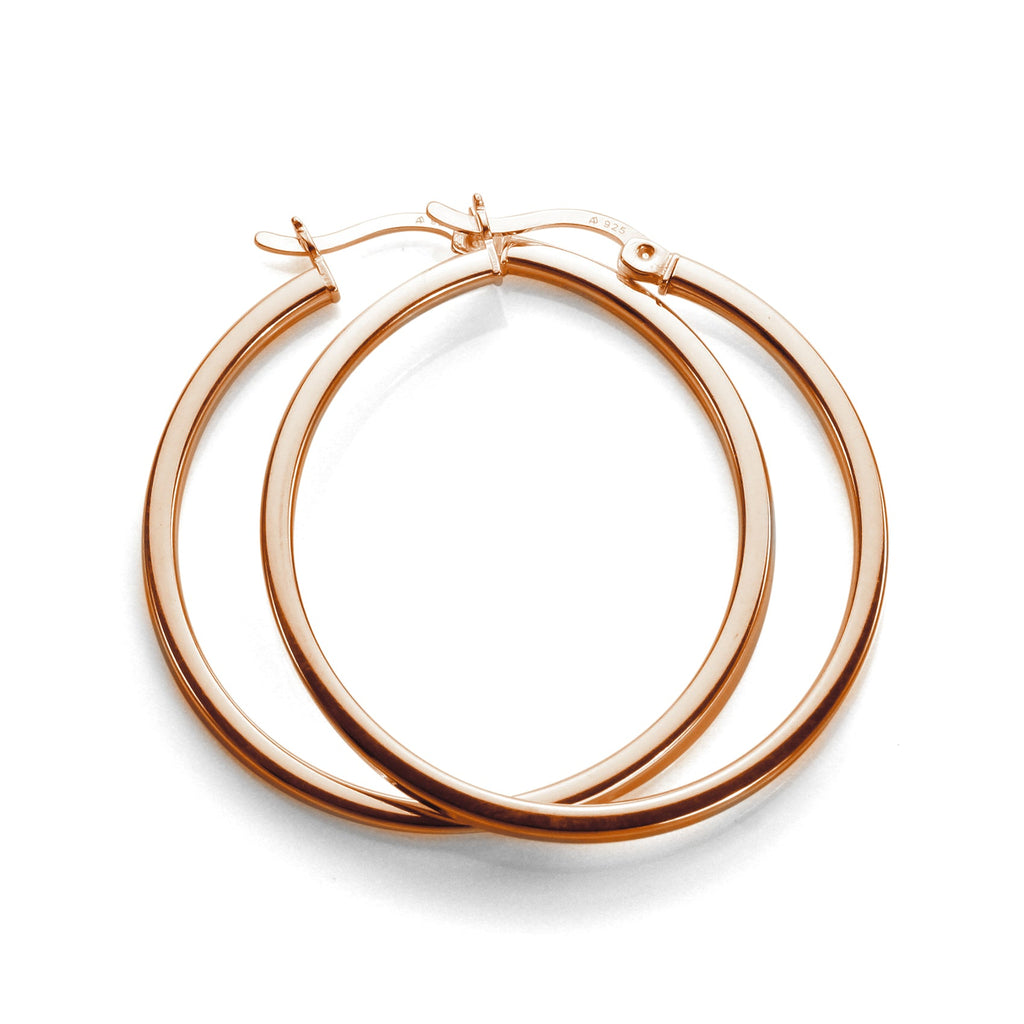 Rose Gold Plated Sterling Silver 12-40mm Square Tube Hoop Earrings