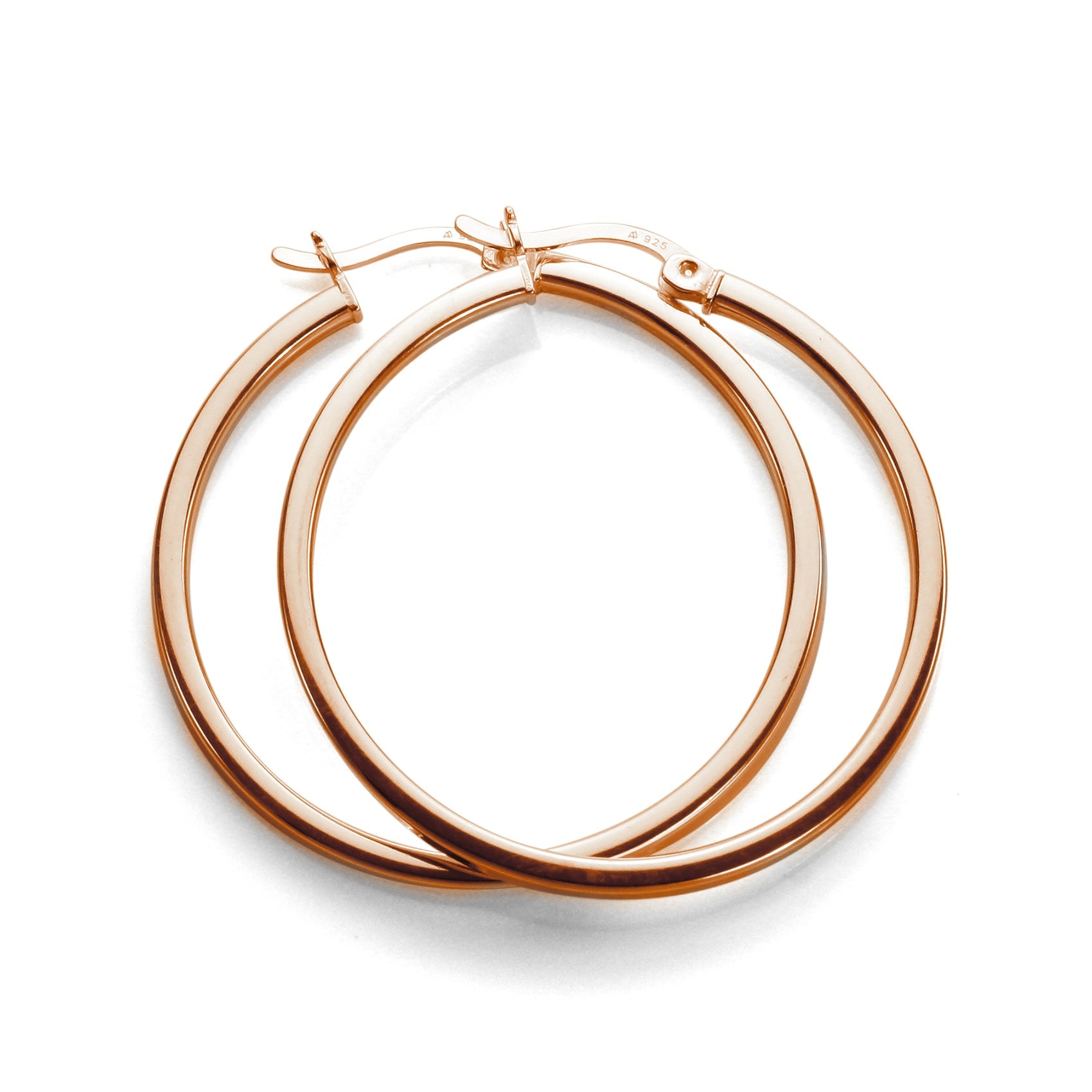 Rose Gold Plated Sterling Silver 12-40mm Square Tube Hoop Earrings