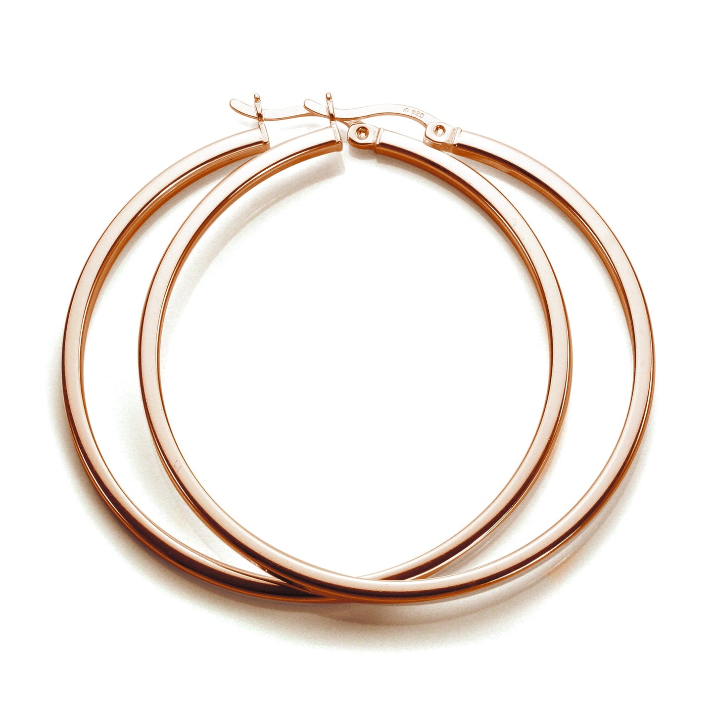 Rose Gold Plated Sterling Silver 12-40mm Square Tube Hoop Earrings