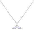Sterling Silver Mother of Pearl Whale Tail Necklace 18 Inch