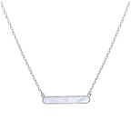 Sterling Silver Mother of Pearl Bar Necklace 18 Inches