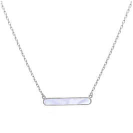 Sterling Silver Mother of Pearl Bar Necklace 18 Inches