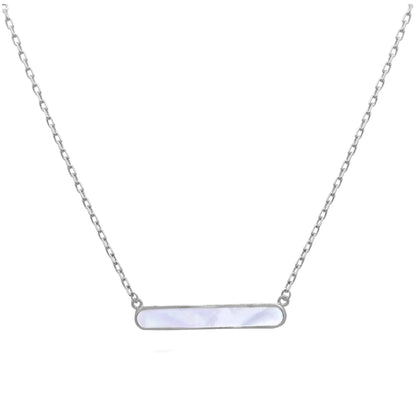 Sterling Silver Mother of Pearl Bar Necklace 18 Inches