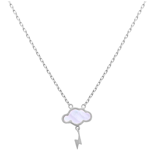 Sterling Silver Mother of Pearl Lightning Cloud Necklace