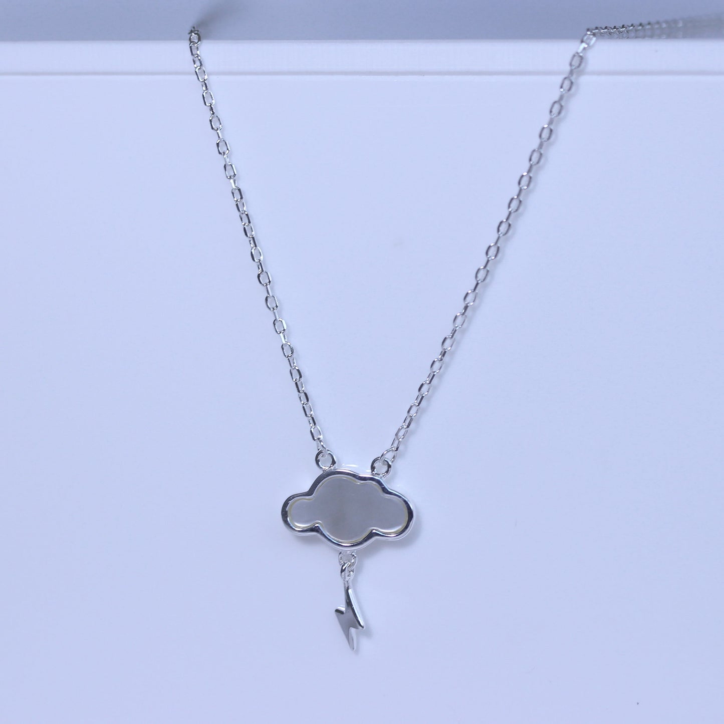 Sterling Silver Mother of Pearl Lightning Cloud Necklace