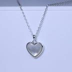 Sterling Silver Mother of Pearl Heart Necklace 18 Inch
