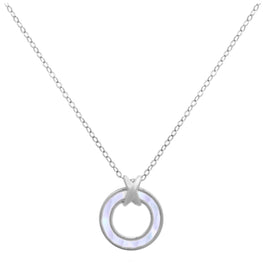 Sterling Silver Mother of Pearl Karma Circle Necklace 18 Inch