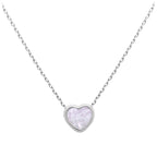 Sterling Silver Mother of Pearl Heart Necklace 18 Inch