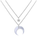 Sterling Silver Star & Crescent Moon Double Layer Necklace