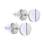 Sterling Silver Split Mother of Pearl Round Stud Earrings