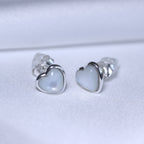 Sterling Silver Mother of Pearl Heart Stud Earrings