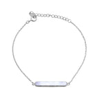 Sterling Silver Mother of Pearl Bar Adjustable Bracelet 7-8 Inches