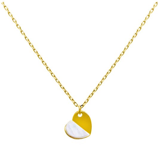 Gold Plated Sterling Silver Split Mother of Pearl Heart Necklace