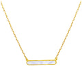Gold Plated Sterling Silver Mother of Pearl Bar Necklace 18"