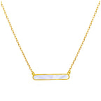 Gold Plated Sterling Silver Mother of Pearl Bar Necklace 18"