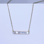 Gold Plated Sterling Silver Mother of Pearl Bar Necklace 18"