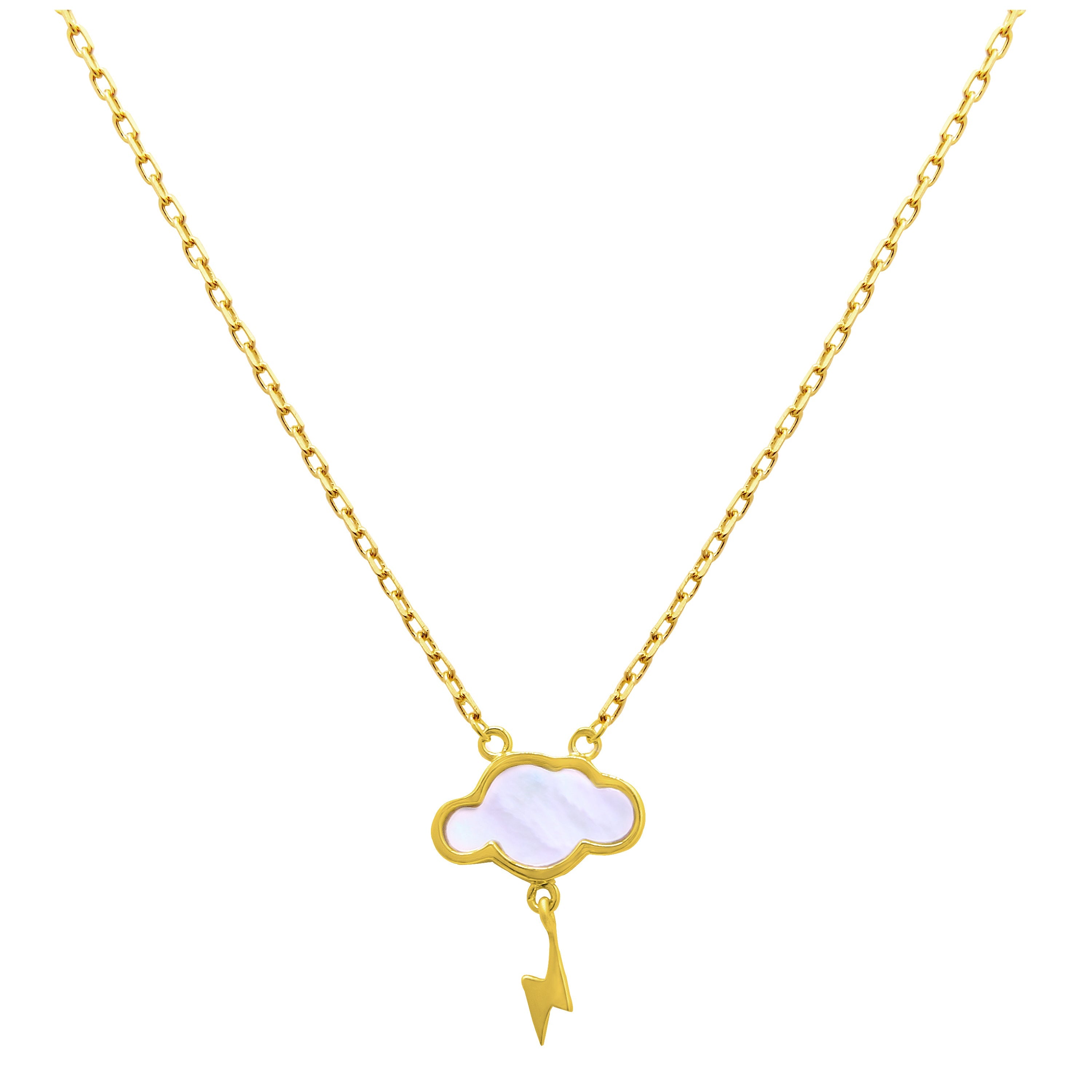 Gold Plated Sterling Silver Mother of Pearl Lightning Necklace