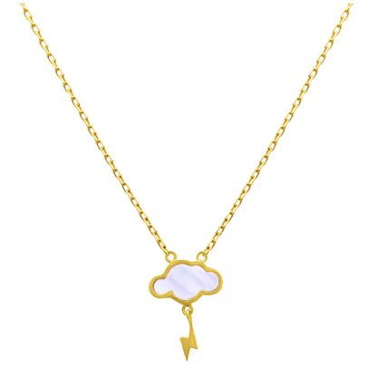 Gold Plated Sterling Silver Mother of Pearl Lightning Necklace