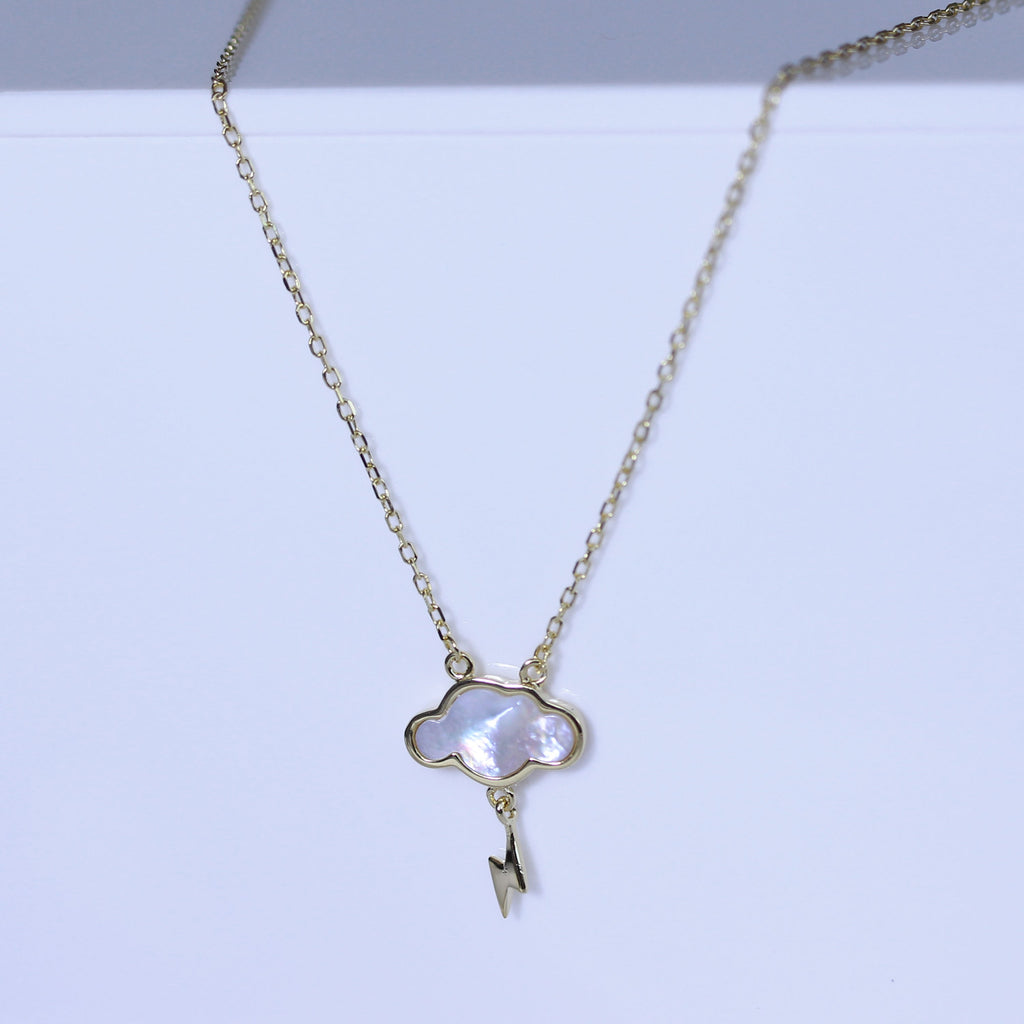 Gold Plated Sterling Silver Mother of Pearl Lightning Necklace