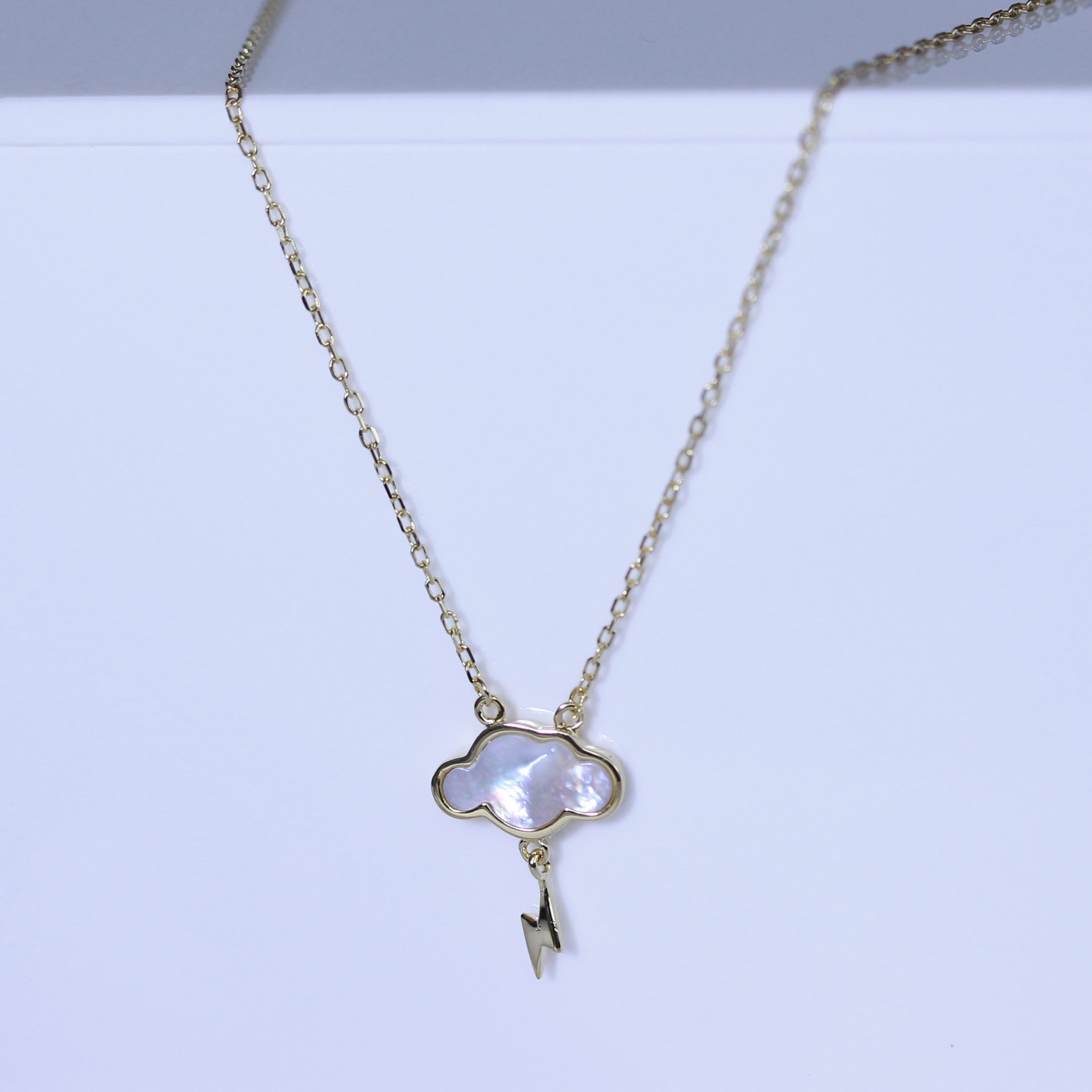 Gold Plated Sterling Silver Mother of Pearl Lightning Necklace