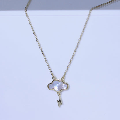 Gold Plated Sterling Silver Mother of Pearl Lightning Necklace