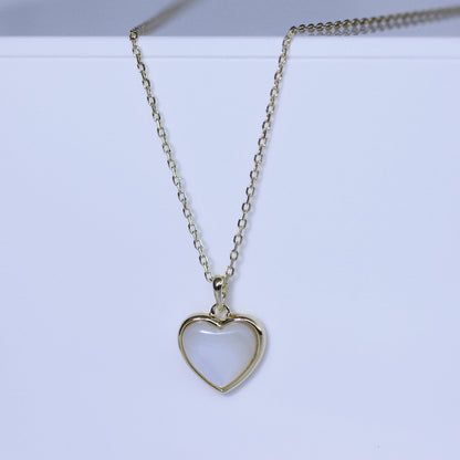 Gold Plated Sterling Silver Mother of Pearl Heart Necklace