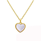 Gold Plated Sterling Silver Mother of Pearl Heart Necklace