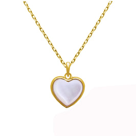 Gold Plated Sterling Silver Mother of Pearl Heart Necklace