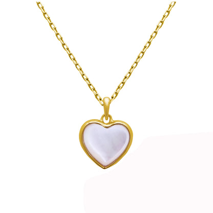 Gold Plated Sterling Silver Mother of Pearl Heart Necklace